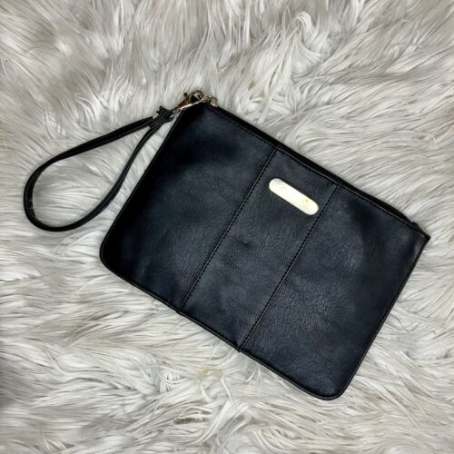 DOTTI - Black leather-look PU zip clutch purse - Picture 1 of 3