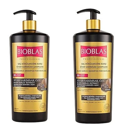 Bioblas Schwarzer Knoblauch Shampoo 2x1000ml, Anti Haarausfall, geruchlos