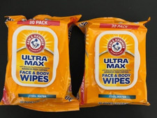Arm  Hammer Ultra Max Face  Body Wipes COOL WATER SCENT - LOT OF 2 PACKS