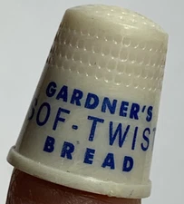 Gardner’s Sof-Twist Bread Bakery Advertising Thimble Antique Sewing￼ c 1950