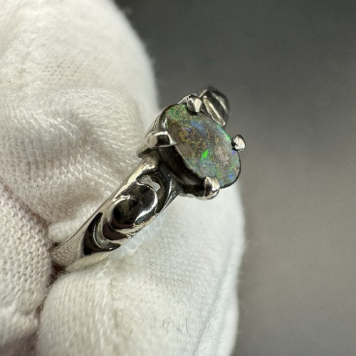Australian Boulder Opal Ring Sterling Silver 925 Size M - Picture 2 of 11