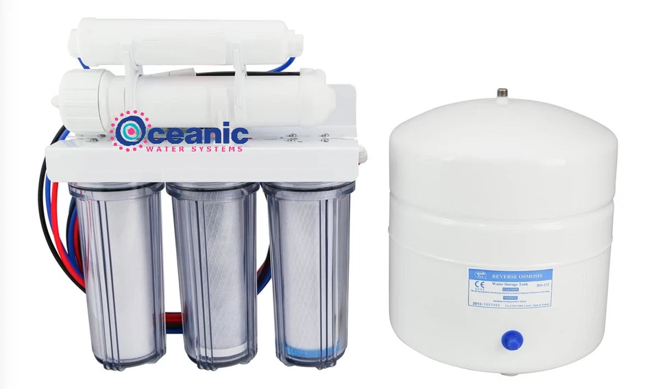 Oceanic 5 Stage RO 50 GPD Reverse Osmosis Water Filter System w/ Clear Housing - Image 2 of 4
