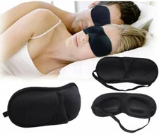 Serene Auras Travel 3D Eye Mask Sleep Soft Padded with Ear Plugs Black Blindfold
