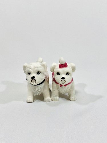 Magnetic Kissing ~ Adorable Maltese Puppy Salt & Pepper Shakers - Picture 8 of 11