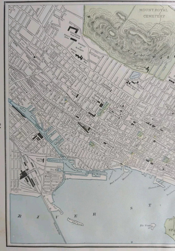 Mapa vintage 1894 ISLA DE MONTREAL QUEBEC CANADÁ 14"x11" ~ antiguo original antiguo Foto 3 de 4