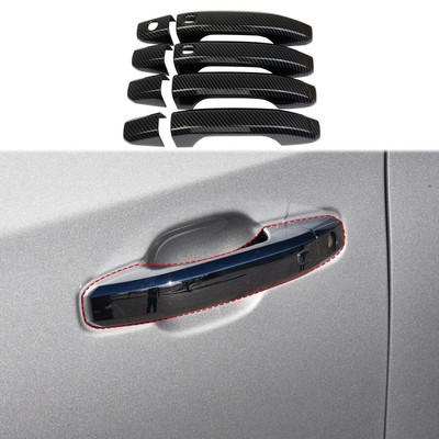 For Chevrolet Silverado Carbon Fiber Side Handle Cover Trim (with Buttons)