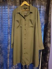 Forever 21 Plus Size Olive Green Woven Shirt Dress 2X