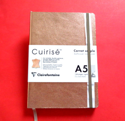 CLAIREFONTAINE A5 Notizbuch liniert roségold Softcover Einband aus Lammleder