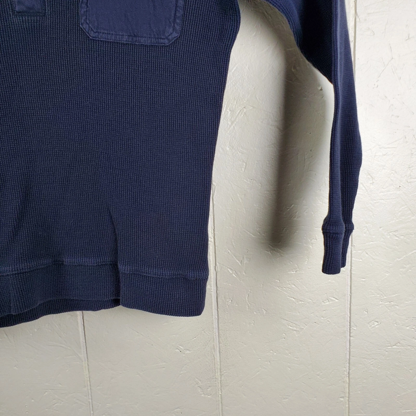 Michael Kors Felpa con Cappuccio Uomo Grande Blu Henley 1 4 Bottone Manica Lunga Tasca Elasticizzata