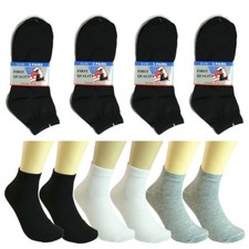 Solid 12 Pairs Mens Women Ankle Socks Cotton Low Cut Casual Size 9-11 10-13