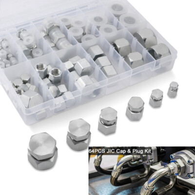64x JIC ORFS Cap and Plug Kit Master Industrial Hydraulic Hose Tube Pipe Fitting