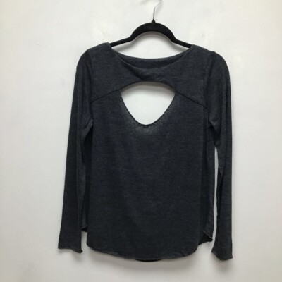 Cha Sor Chaser Womens Drape Shirt Gray Long Sleeve Keyhole Neck M New