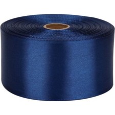 2 inch Deep Blue Satin Ribbon 50 Yards Solid Fabric Ribbons Roll for Gift Wra...