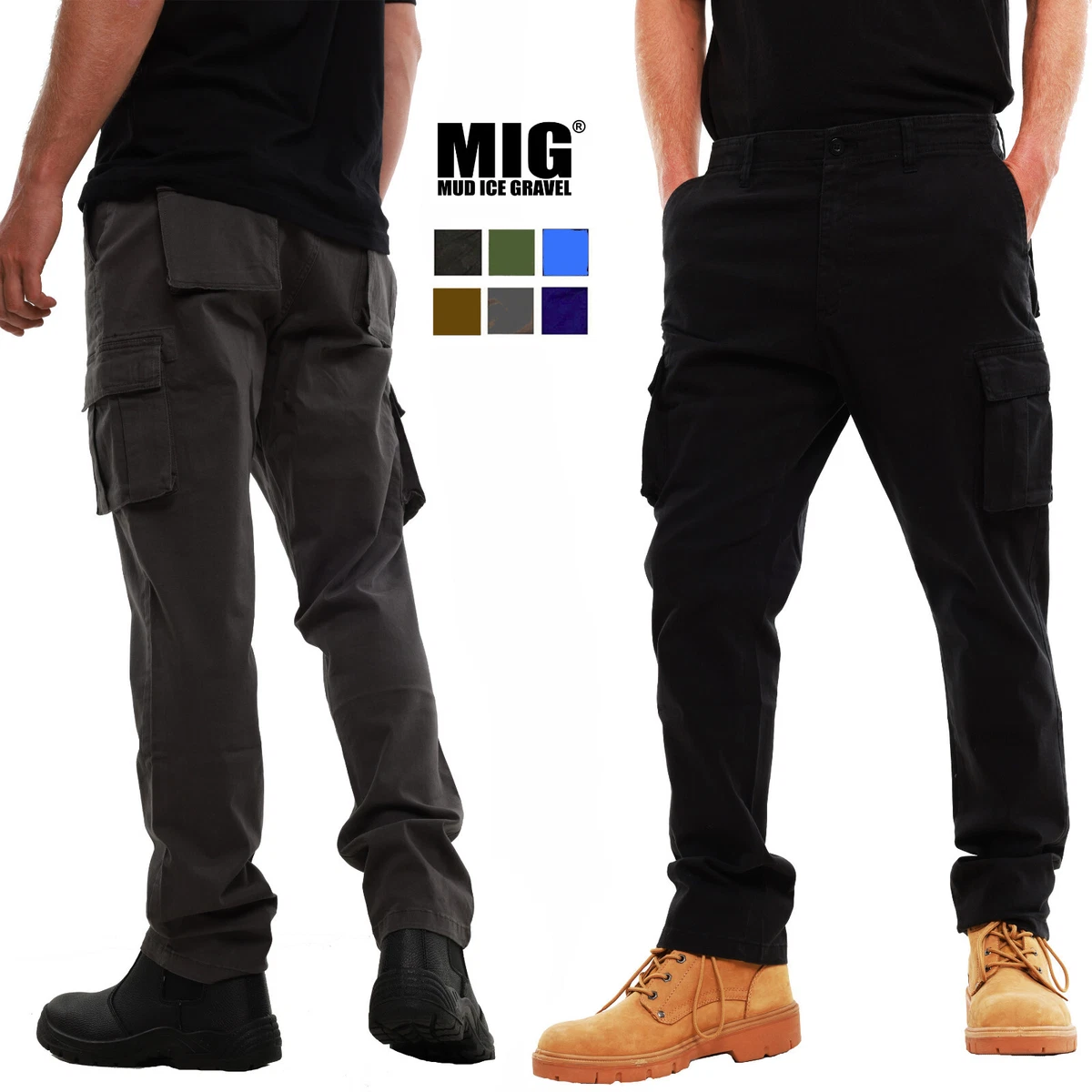 Mens MIG Swat Army Combat Cargo Tactical Chino Trousers WORK