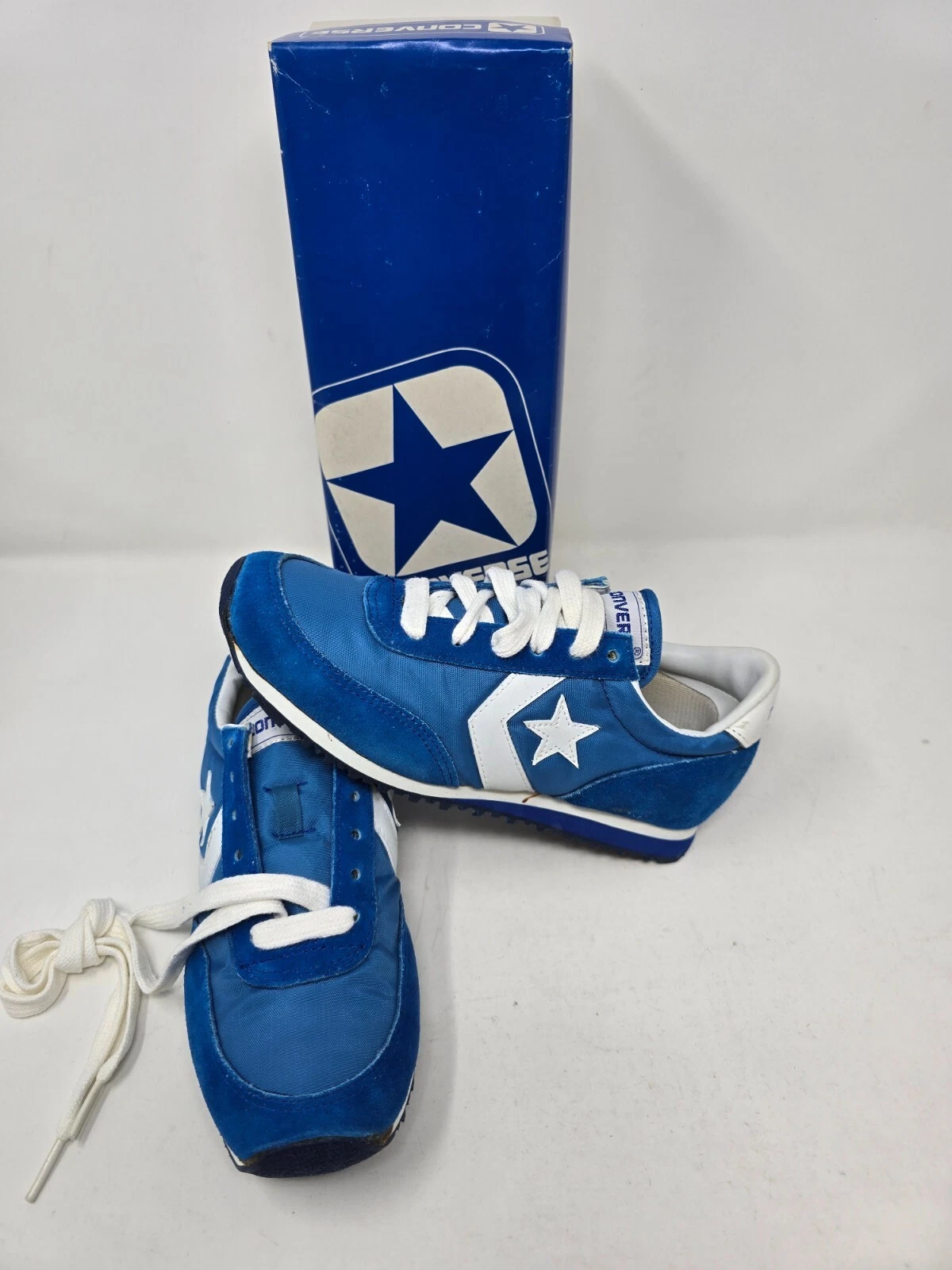 Vintage NOS Converse Road Stars ragazzo taglia 5 donna 6 5 Oxford blu bianco