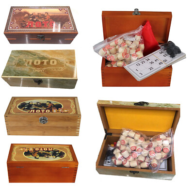 Bingospiel Lottospiel Bingo Russisches Lotto Loto in Holzbox Spiel Familienspiel