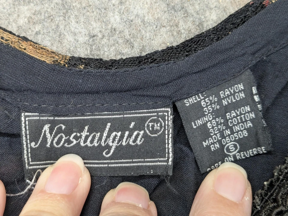 Vintage Nostalgia Dress Womens Small Floral Lace Long Sleeve Boho Grunge 90s - Image 3 of 4