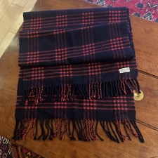 Turnbull & Asser Vintage Cashmere Large Navy Red Scarf