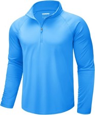 Men's UPF 50 Sun Shirt 1/4 Zip Up Rash Guard Hiking Workout Running Pullover