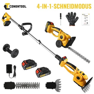 Conentool Akku-Heckenschere für Hecken & Rasen leicht mit LED-Anzeige 1/2Akkus