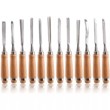 12 PCS Wood Carving Tools Set: Gouges, Chisels, Knives for Beginners  Pros