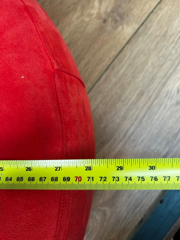 Vintage IKEA Virrig Balance Cushion Board Foot Stool Microsuede Red Round  - Image 2 of 4