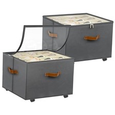 Shoe Organizer for Closet, 2 Pack Shoe Storage 17"L x 17"W x 12  "H Gray