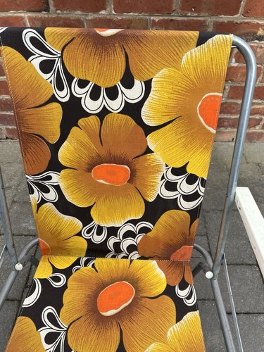 Retro 70er Jahre Liegestuhl Vintage Blumenmuster Made in England Sommer Urlaub - Bild 5 von 5