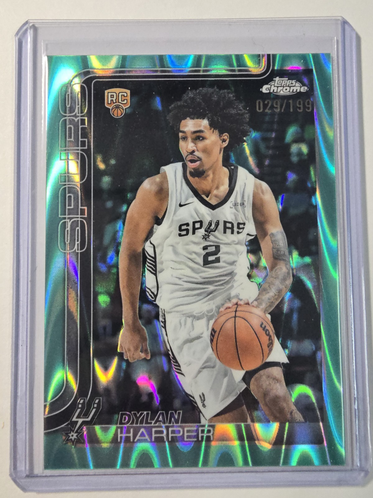 2025-26 Topps Chrome - Dylan Harper #252 Aqua Raywave Refractor /199 (RC)