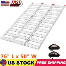 76x50" Tri-Fold Aluminum Truck Loading Ramp 1500 Lbs Heavy Duty ATV Ramp Pickup