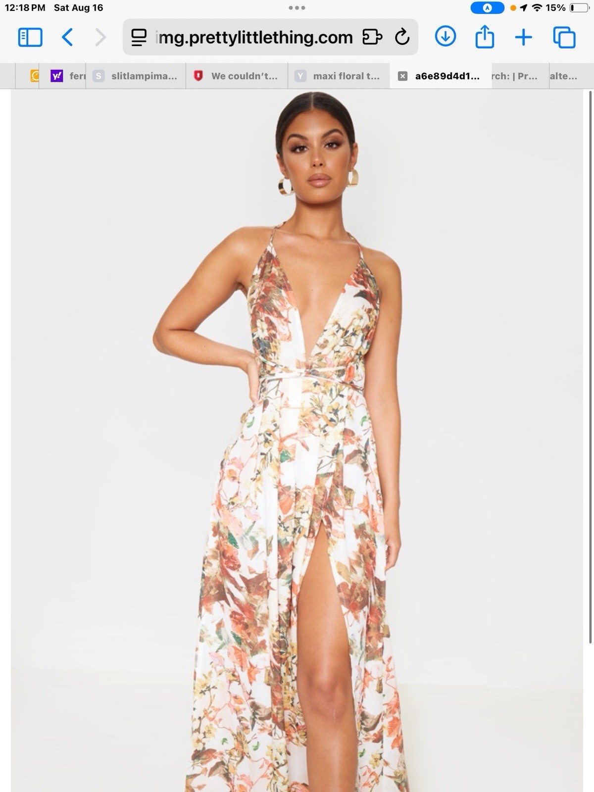 Maxi Dress Floral Split leg Lightweight Pretty Little Thing NWT-image