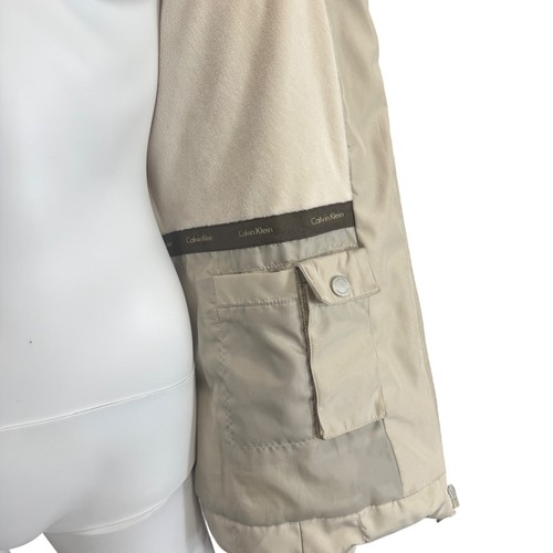 Calvin Klein giacca donna beige puffer L cappuccio pelliccia sintetica caldo poliestere piumino d'anatra - Foto 7 di 9