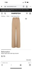 Reformation Mason High-Waist Wide-Leg Trousers  TENCEL   Beige  Size 10