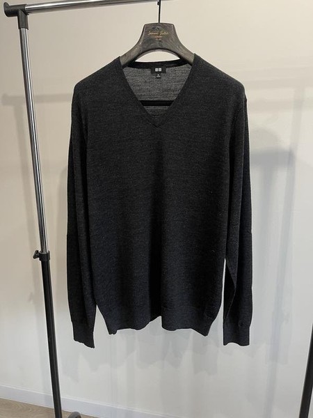Men Uniqlo Sweater Grey Wool XL