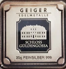 Geiger 20-Gram .999 Fine Silver German Feinsilber Bar Sealed in Assay "Sweet"