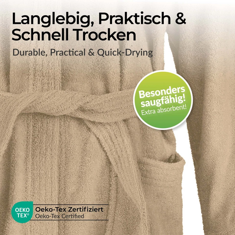 etérea Livie Frottee Kapuzen-Bademantel Saunamantel Damen Morgenmantel Herren - Bild 4 von 4