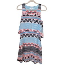 Crown & Ivy Sleeveless Dress Size 2 Blue Pink White Patterned Casual Summer