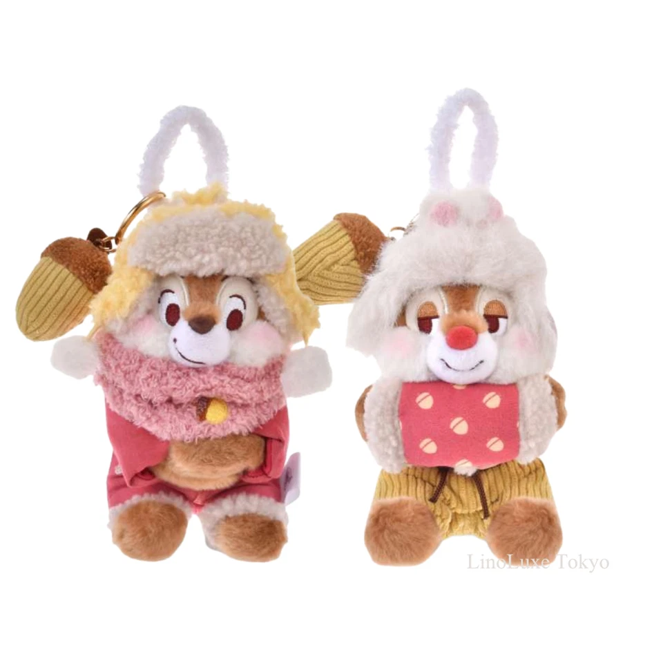 Disney Store Japan Chip & Dale Plush Acorn Winter Costume Keychain Set of 2 - Image 2 of 4