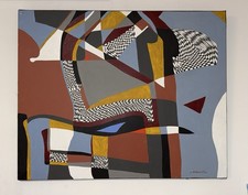 Charles Malaussena : Tableau signé Peinture huile toile Art abstrait moderne