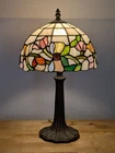 Vintage ​Signed Dale Tiffany Stained Glass Floral Table Lamp - Art Glass