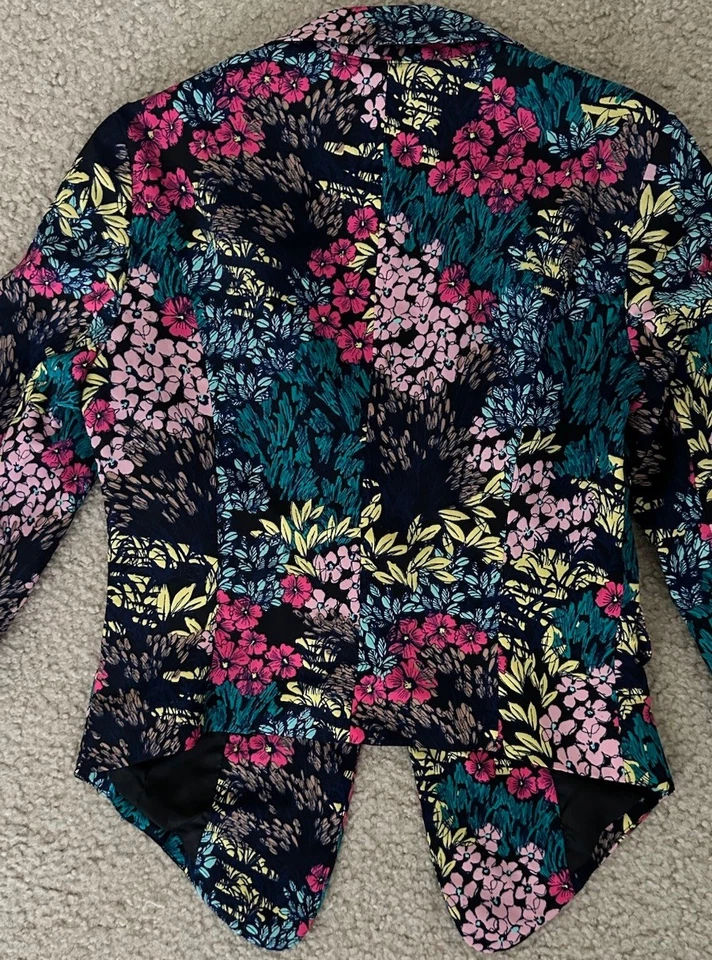 Bisou Bisou Patrón Floral Manga Larga Chaleco Cárdigan Negocios Informal Talla XS Foto 4 de 4