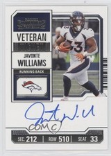 2023 Panini Contenders Veteran Ticket Auto Javonte Williams #CTA-JWI Auto 0v2