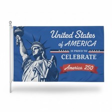 AGAS 250 Year of America Flag 3 x 5 ft Single Sided Polyester Statue of Liberty