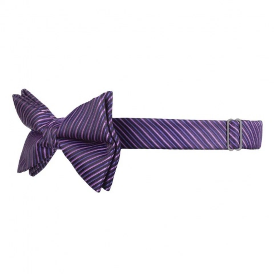 Purple Striped Bow Tie Ready Pre Tied Adjustable Boxed St George Dresswear - Image 2 of 4