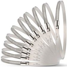 OURU 10Pack 10 inch Hose Clamp,Stainless Steel Large Hose Clamps Adjustable f...