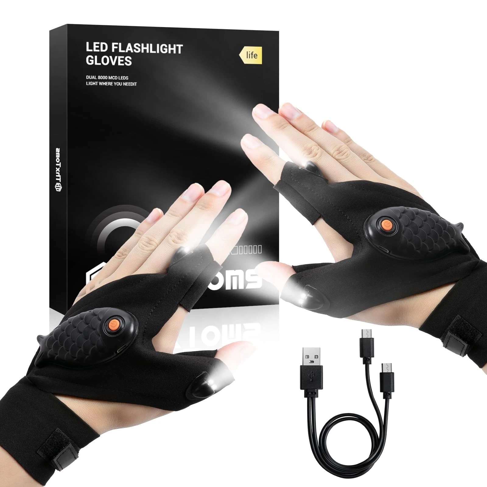 Flashlight Gloves Rechargeable, Fathers Day for Men Husband Boyfriend Dad Him...