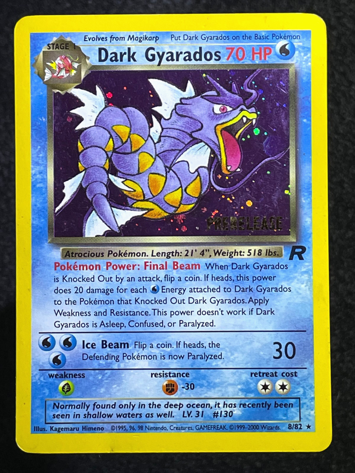 Pokémon Dark Gyarados PreRelease Foil Holo Team Rocket 8/82 LP