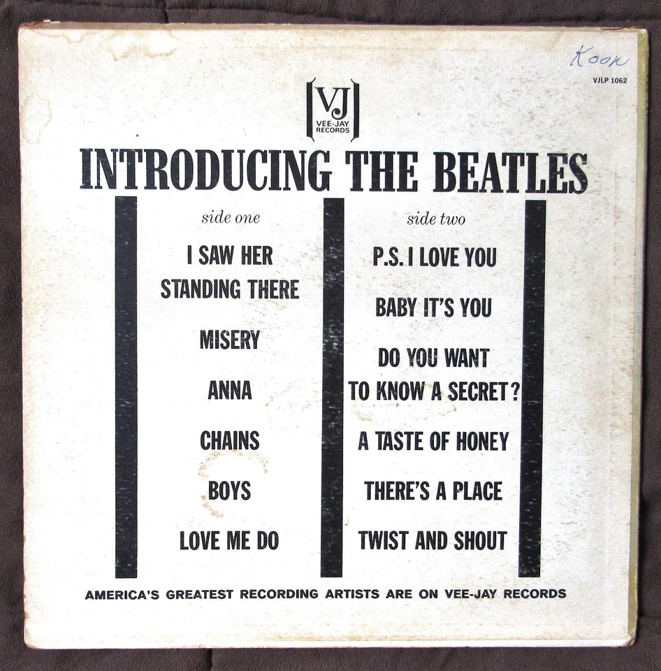 Beatles LP 1964 MONO Introducing the Beatles Version 1, Vee Jay Oval, VG/VG+! - Image 3 of 4