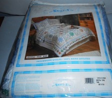 KWILT-X HAND QUILTED PATCHWORK QUILT 68" X 86" CRYSTAL STAR TWIN SIZE