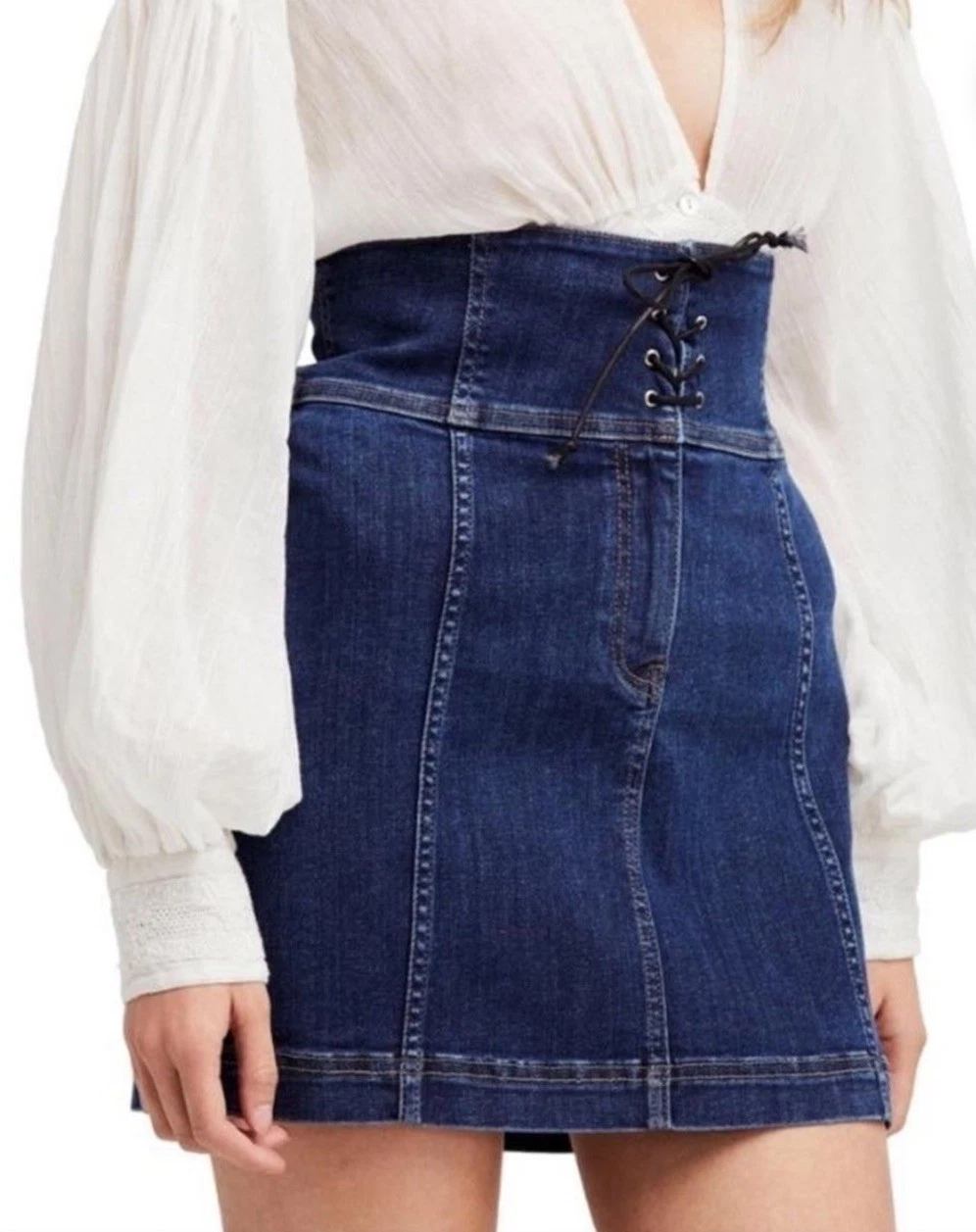 Free People Women's High waisted Denim Mini Skirt Size 4